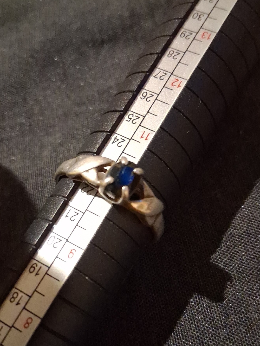 Sterling Silver Ring W/ Midnight Blue Oval Saphire.Size 10. Marked STERLING & D